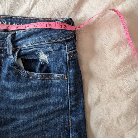 American Eagle, ripped jeans, dark blue wash, size 2 - Picture 4 of 12